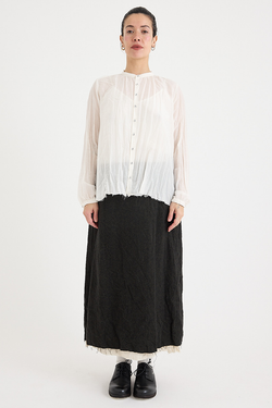 Pas de Calais - Cotton Silk Lawn Stand Collar Blouse