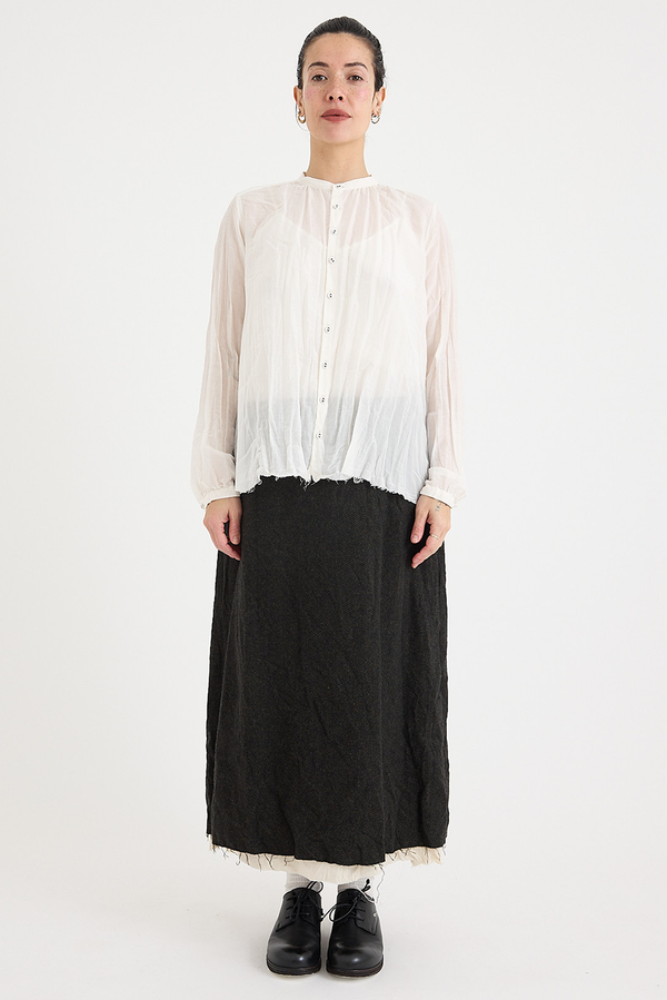 Pas de Calais - Cotton Silk Lawn Stand Collar Blouse