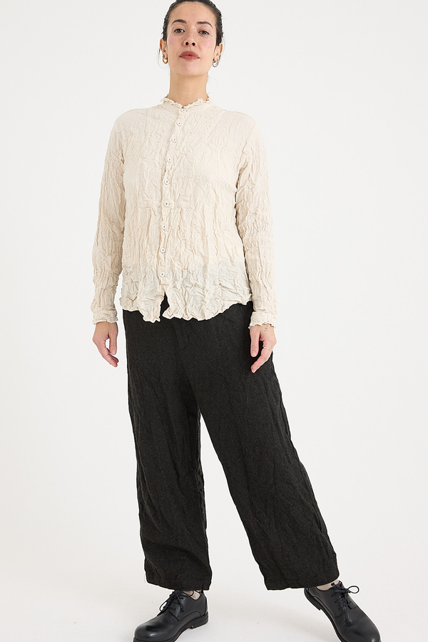 Pas de Calais - Plain Shirring Brushed Blouse