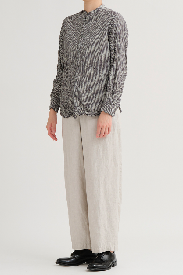 Pas de Calais - C/L Stripe Stand Collar Shirt