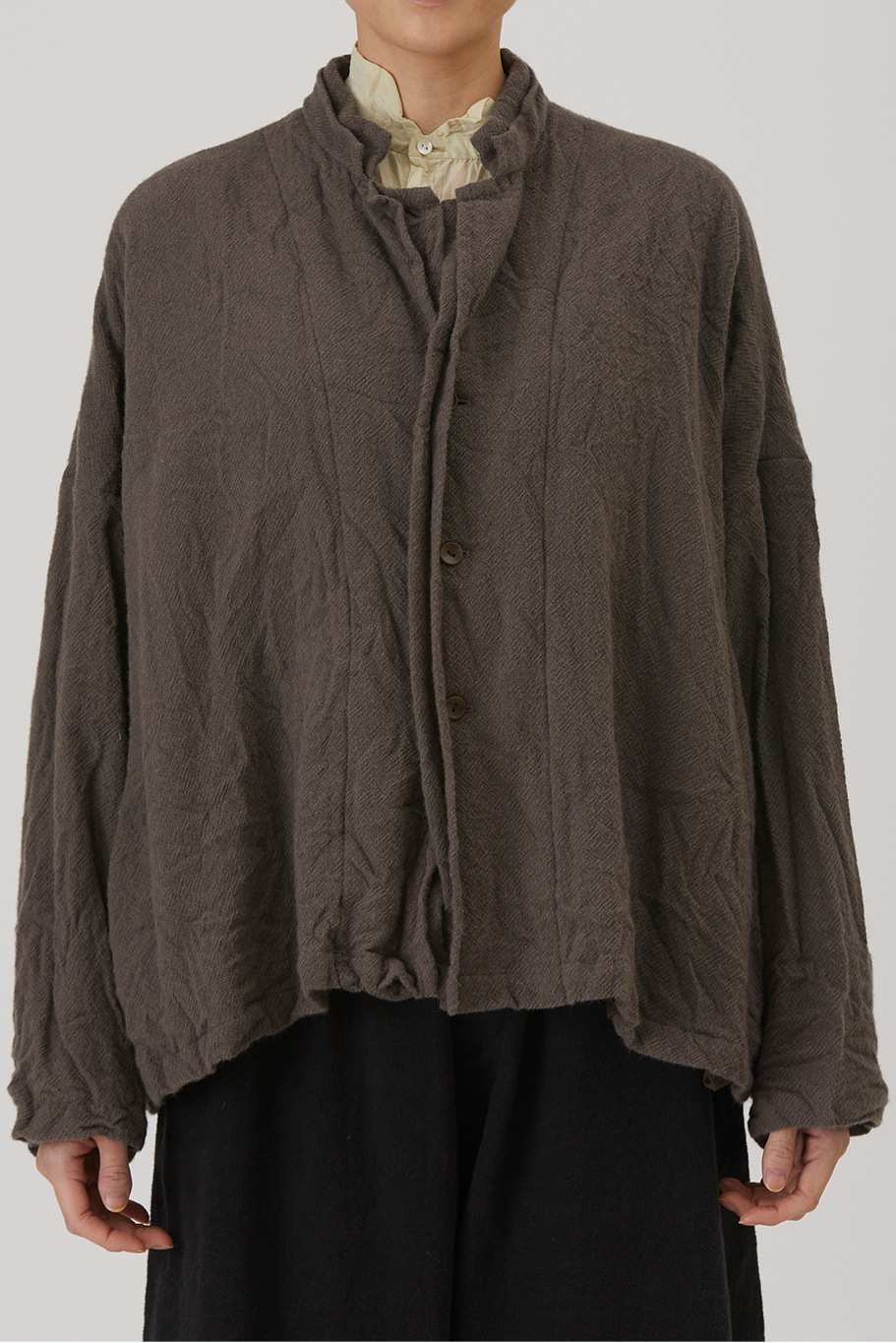 Pas de Calais - Cashmere Voile Double-Layered Collar Jacket