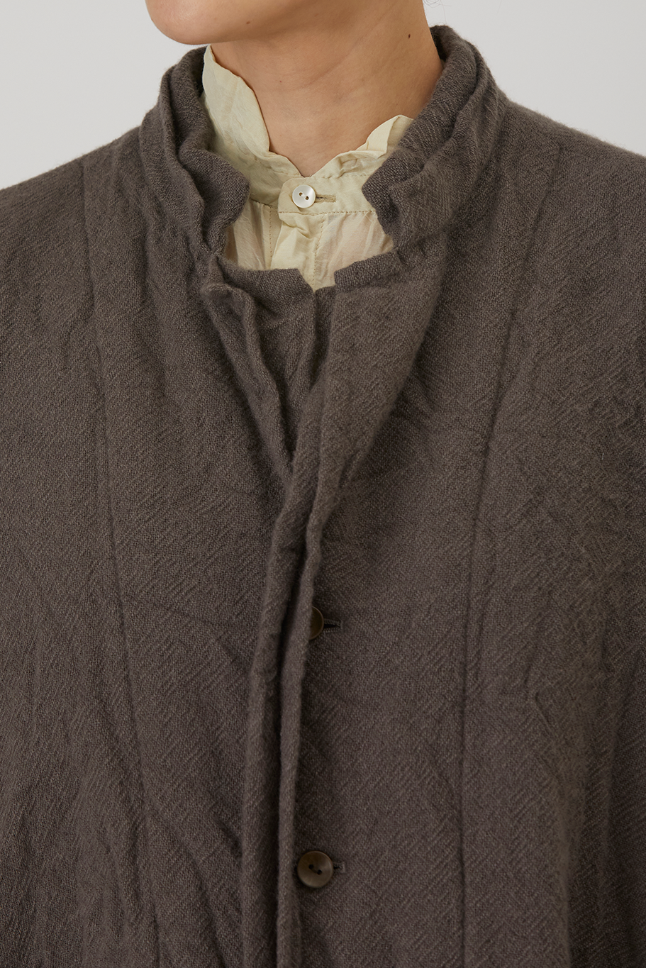Pas de Calais - Cashmere Voile Double-Layered Collar Jacket