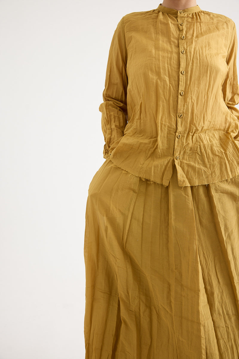Pas de Calais - Cotton Silk Lawn Stand Collar Blouse