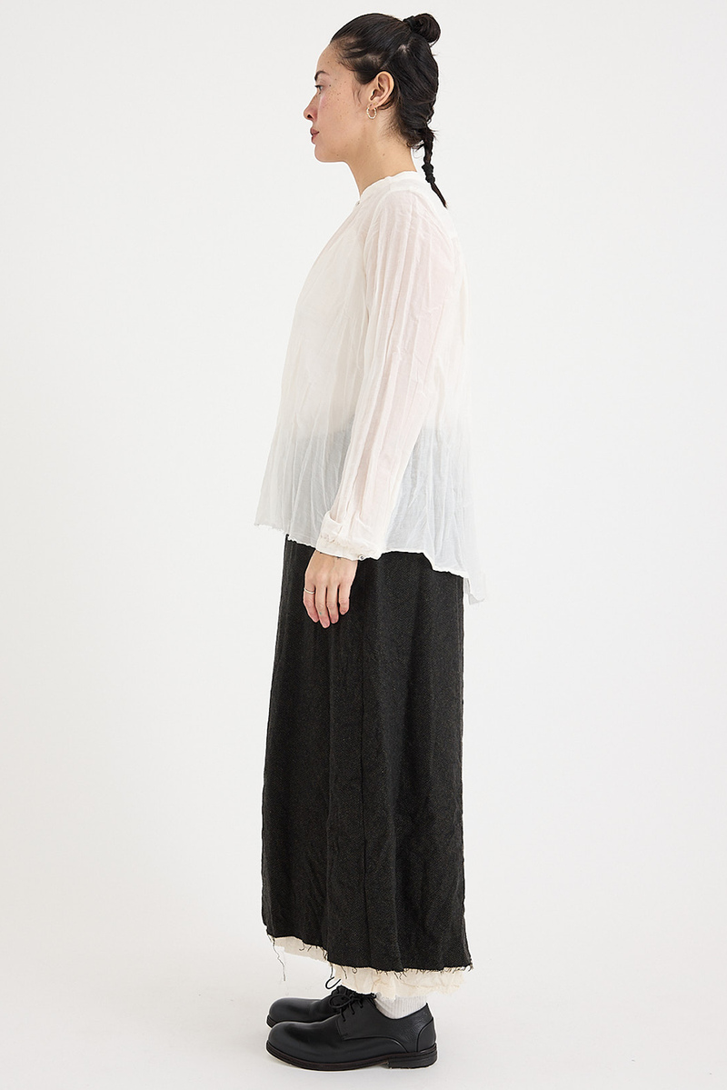 Pas de Calais - Cotton Silk Lawn Stand Collar Blouse