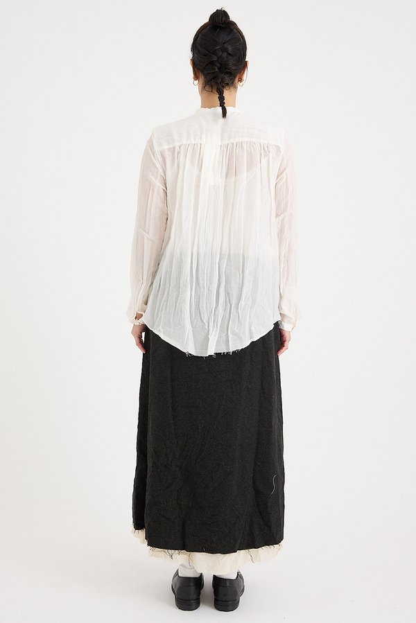 Pas de Calais - Cotton Silk Lawn Stand Collar Blouse
