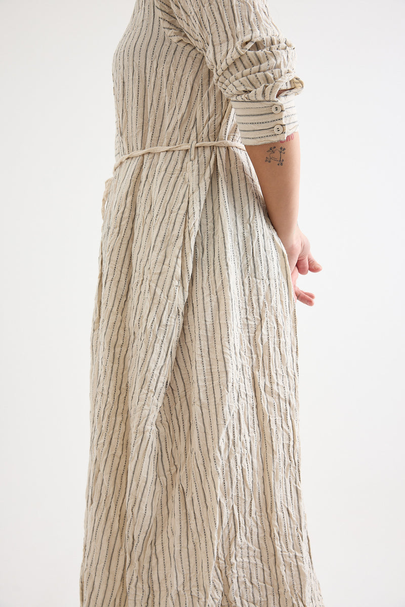 Pas de Calais - Dobby Stripe Shirring Brushed Dress
