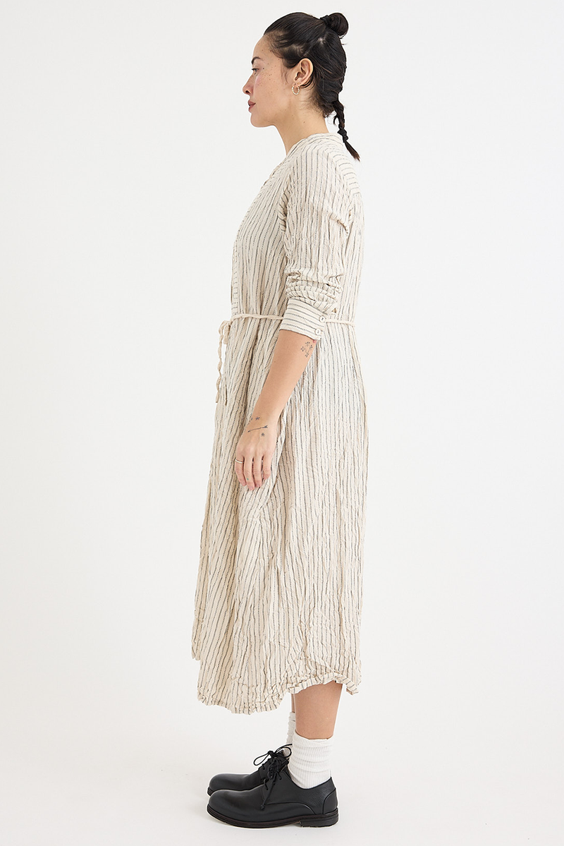 Pas de Calais - Dobby Stripe Shirring Brushed Dress