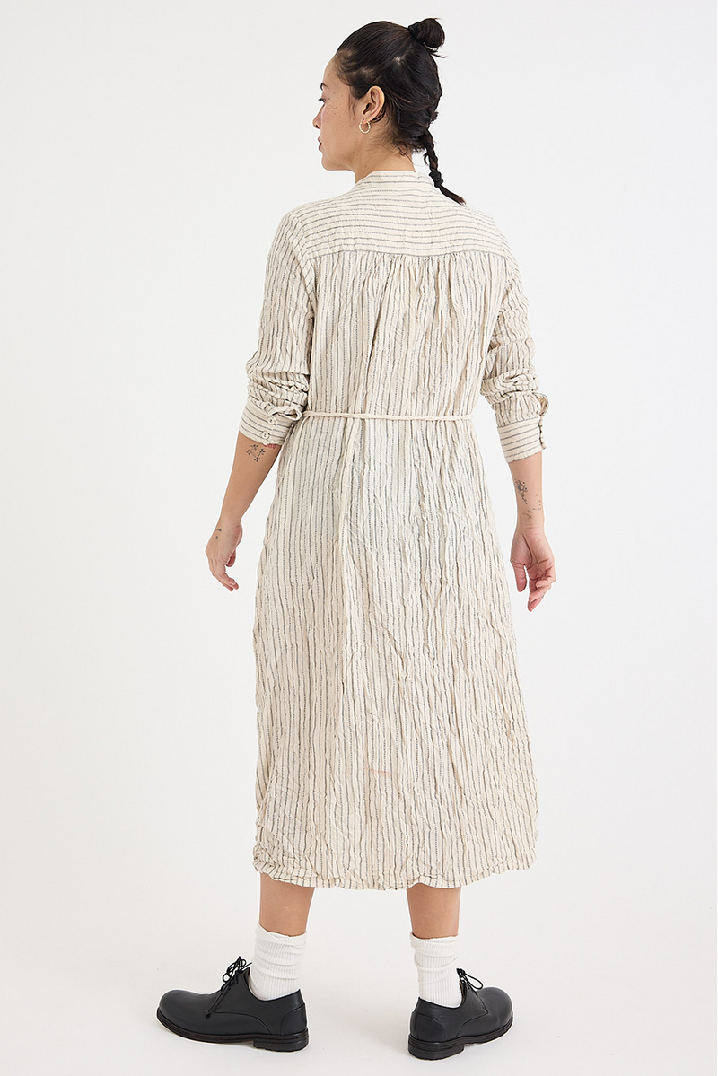 Pas de Calais - Dobby Stripe Shirring Brushed Dress