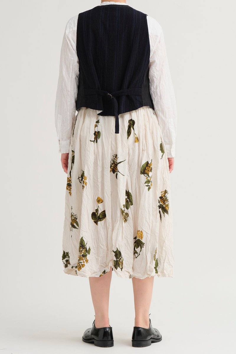 Pas de Calais - L/H Canvas + Yarn dyed Stripe V-Neck Vest - Navy