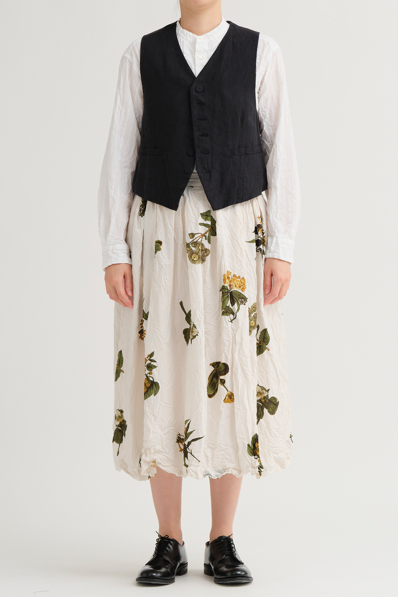Pas de Calais - L/H Canvas + Yarn dyed Stripe V-Neck Vest - Navy