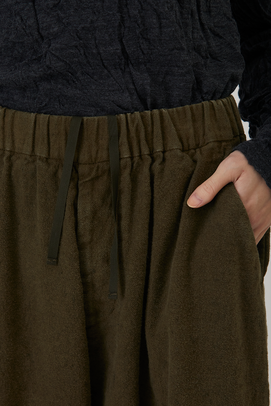 Pas de Calais - Natural Brushed Linen Cotton Twill Relaxed Pants