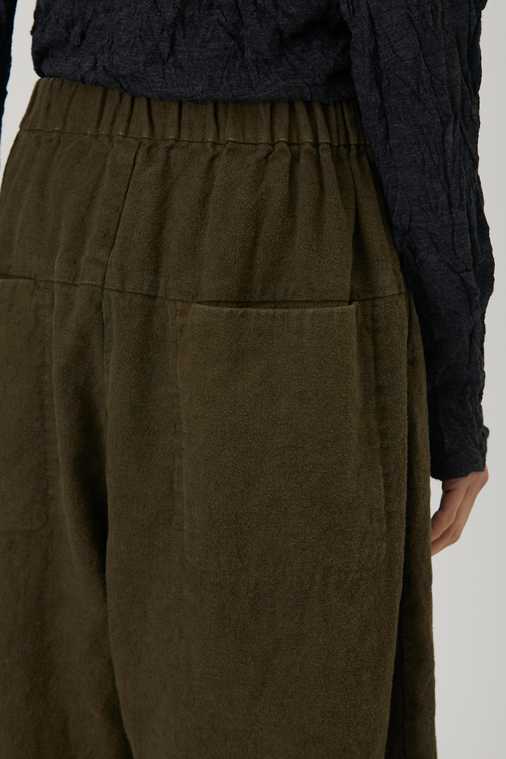 Pas de Calais - Natural Brushed Linen Cotton Twill Relaxed Pants