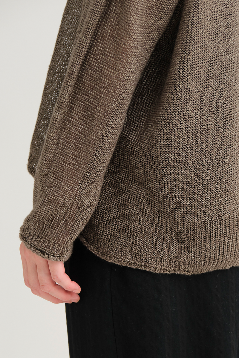 Pas de Calais - Normandy Vintage Linen Cardigan - Greige