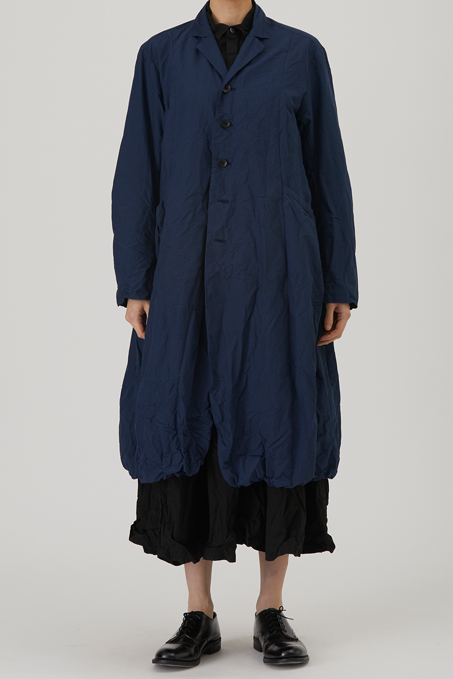 Pas de Calais - Washed Cotton Mini Check Tailored Coat