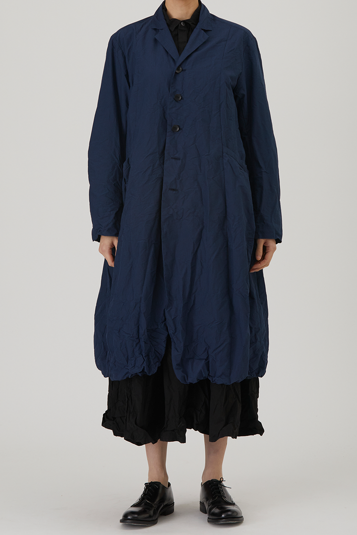 Pas de Calais - Washed Cotton Mini Check Tailored Coat