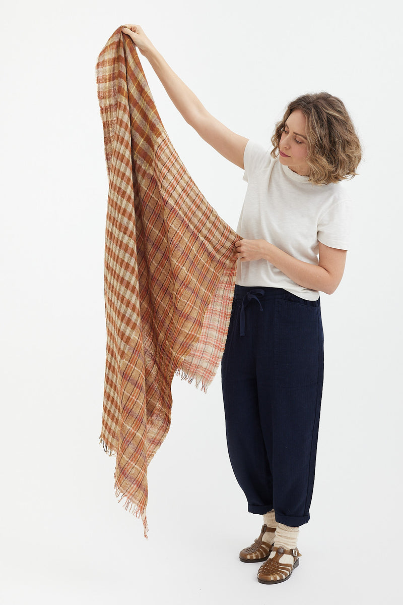 Toast - Patchwork Check Wool Scarf