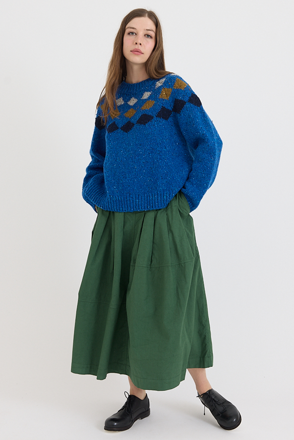 Toast - Pleated Panelled Cotton Linen Poplin Skirt