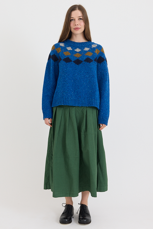 Toast - Pleated Panelled Cotton Linen Poplin Skirt
