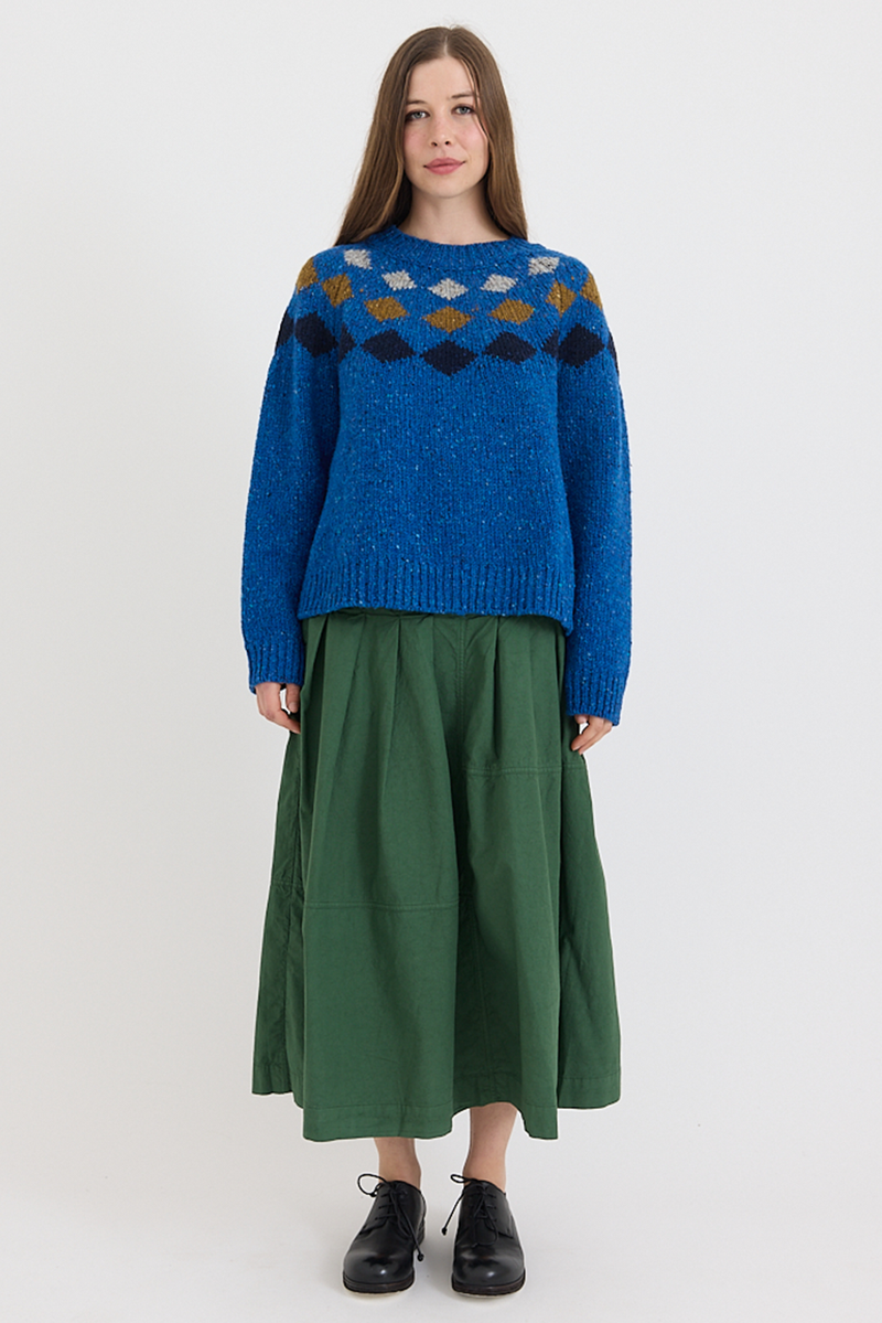 Toast - Pleated Panelled Cotton Linen Poplin Skirt