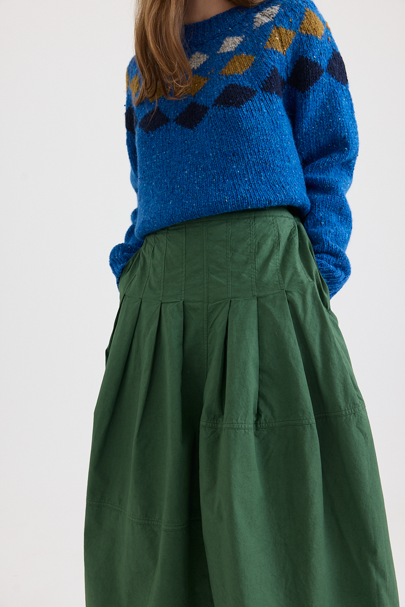 Toast - Pleated Panelled Cotton Linen Poplin Skirt