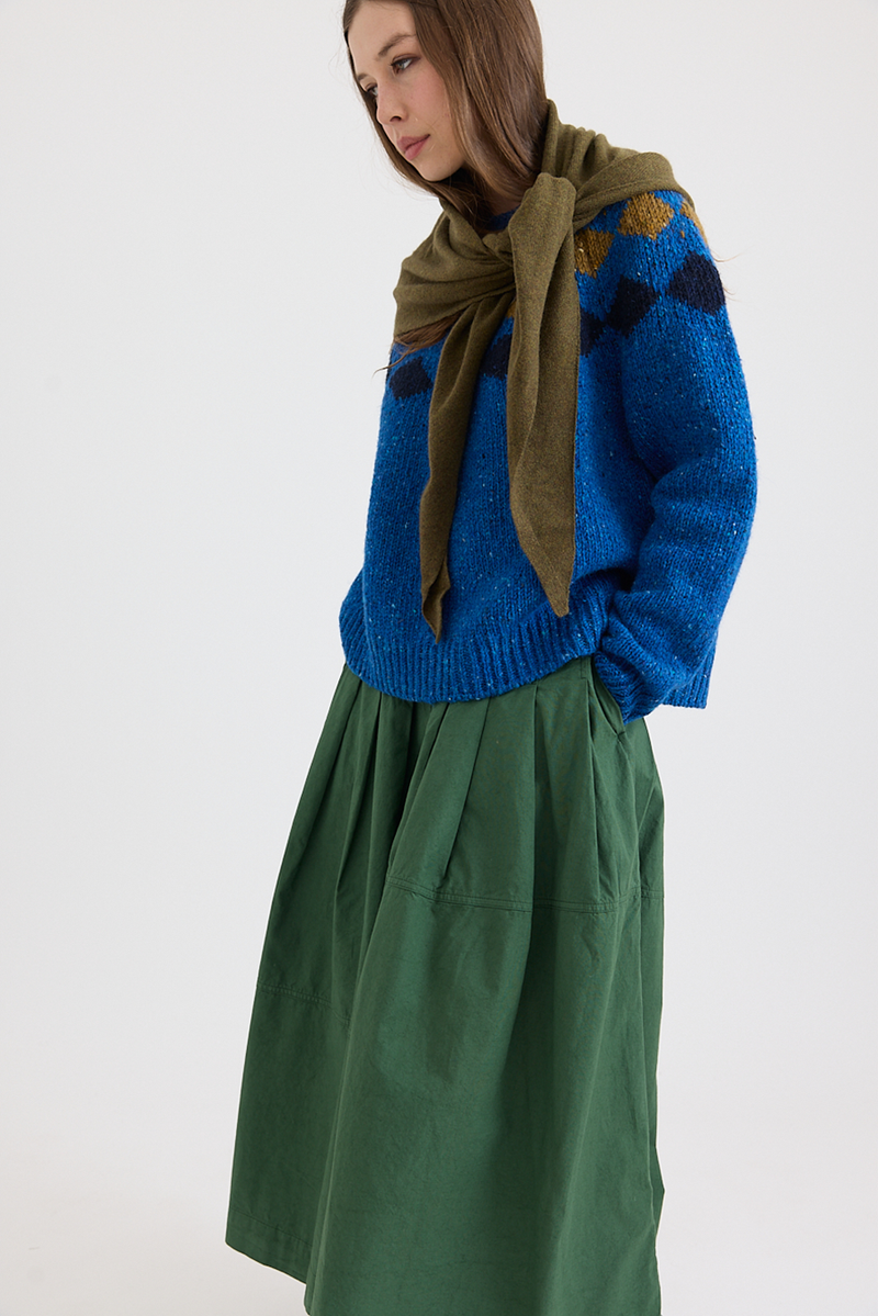 Toast - Pleated Panelled Cotton Linen Poplin Skirt