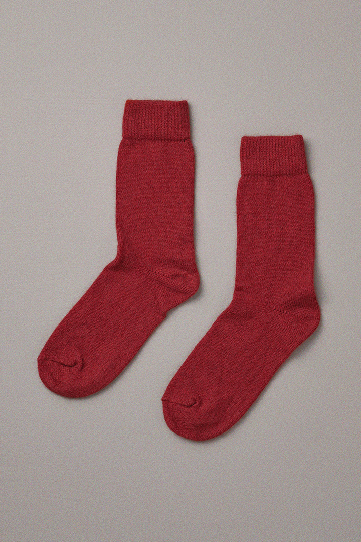 Francie - Possum Merino Socks / Crimson