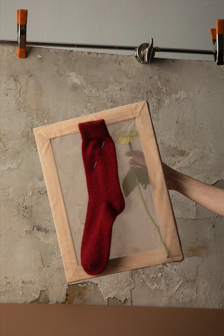 Francie - Possum Merino Socks / Crimson