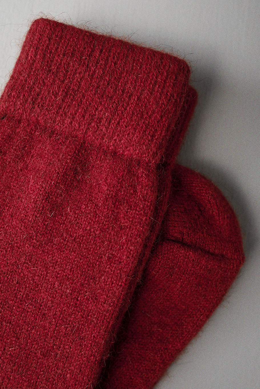 Francie - Possum Merino Socks / Crimson