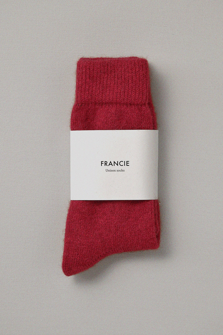 Francie - Possum Merino Socks / Crimson
