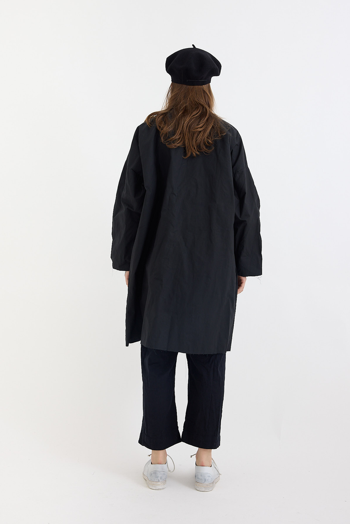 SCHA - Button-Down Volume Coat- Black