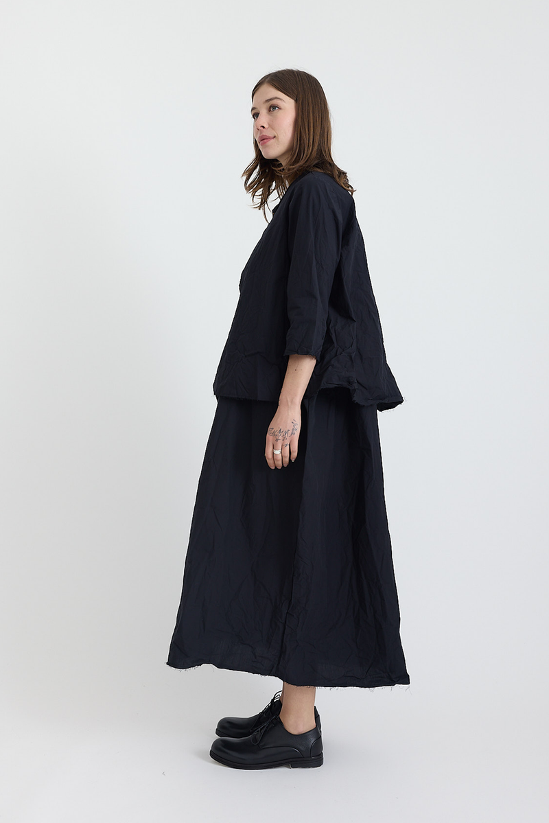 Scha - Round Neck 3/4 Sleeve Open Front Top "OE"