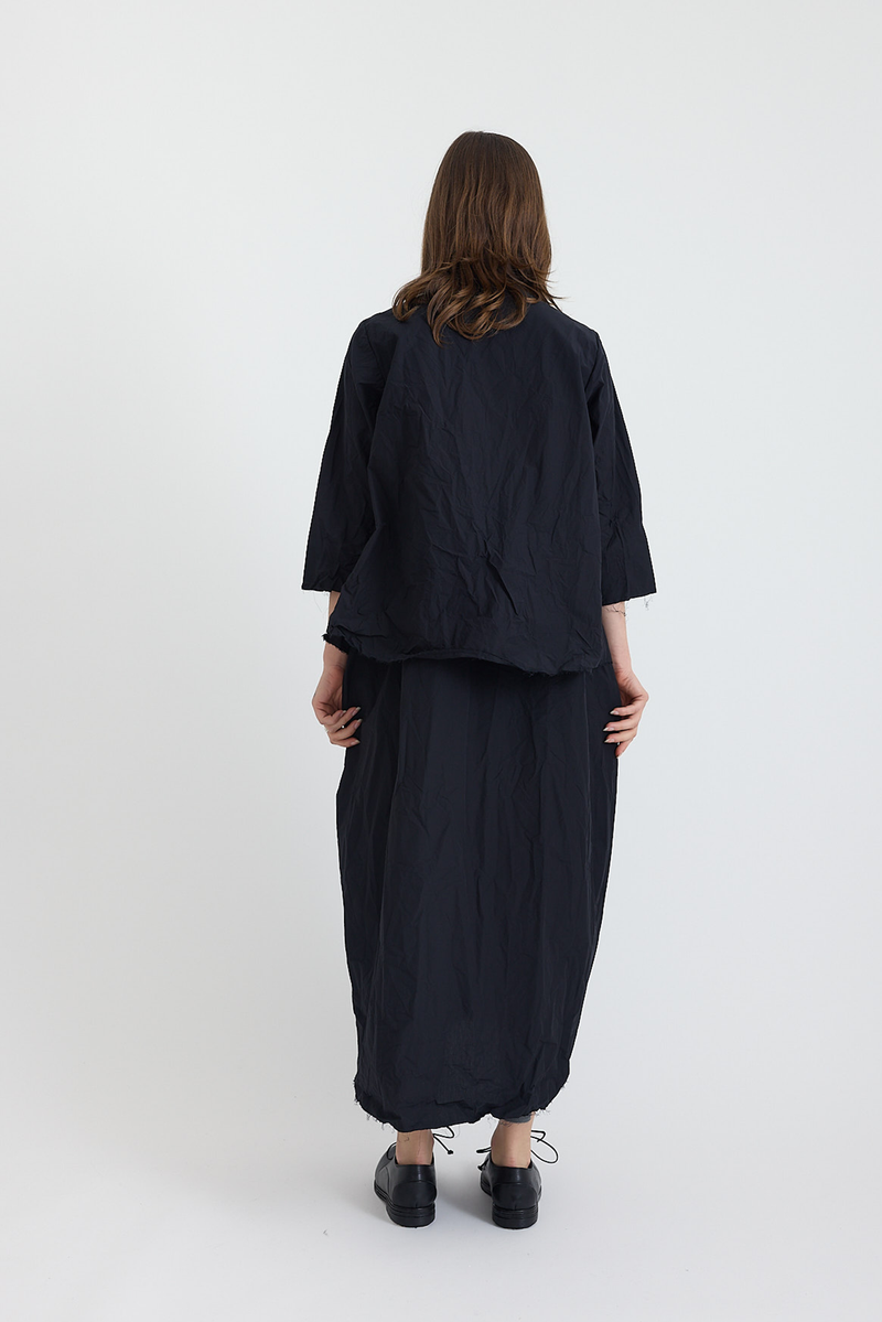 Scha - Round Neck 3/4 Sleeve Open Front Top "OE"
