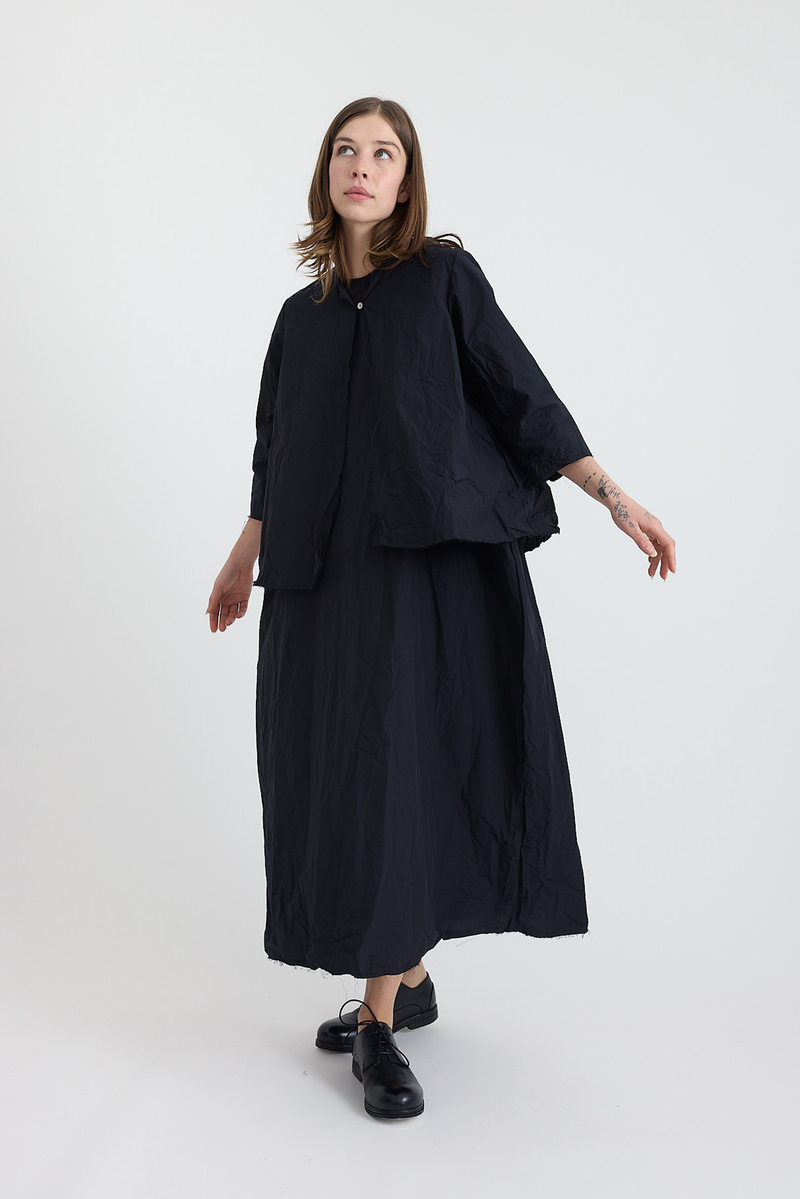 Scha - Round Neck 3/4 Sleeve Open Front Top "OE"