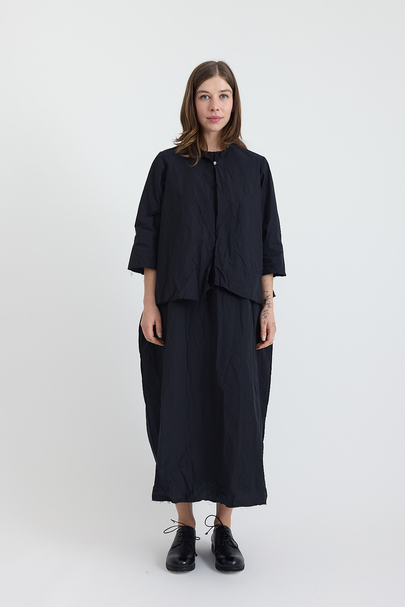 Scha - Round Neck 3/4 Sleeve Open Front Top "OE"