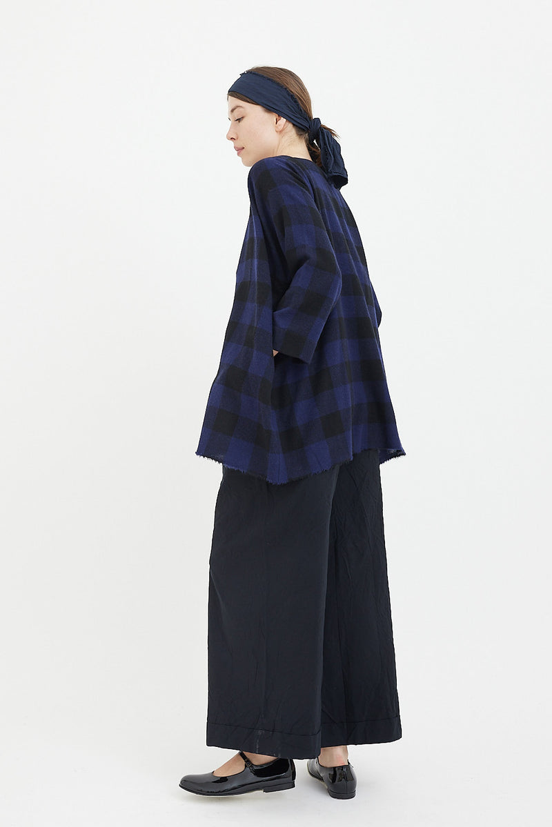 Daniela Gregis - Shirt Square Selvedge Bottom - Stardust Blue/Black Check