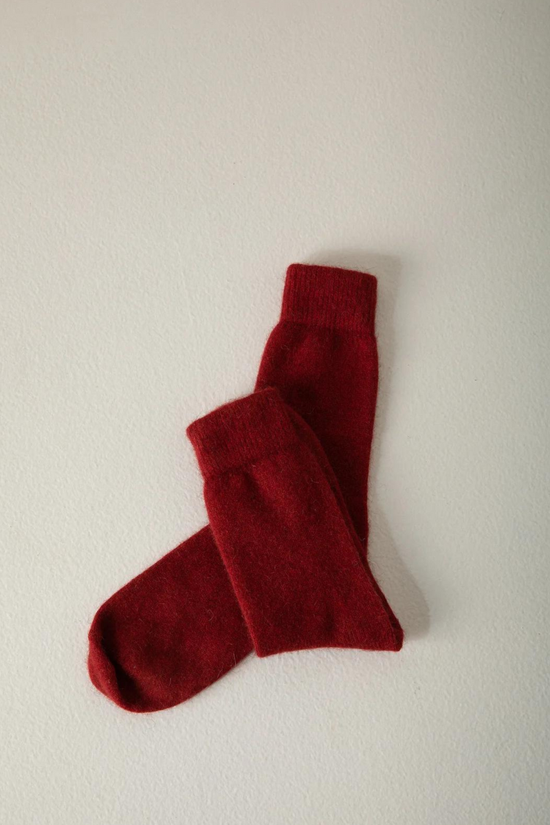Francie - Possum Merino Socks / Crimson