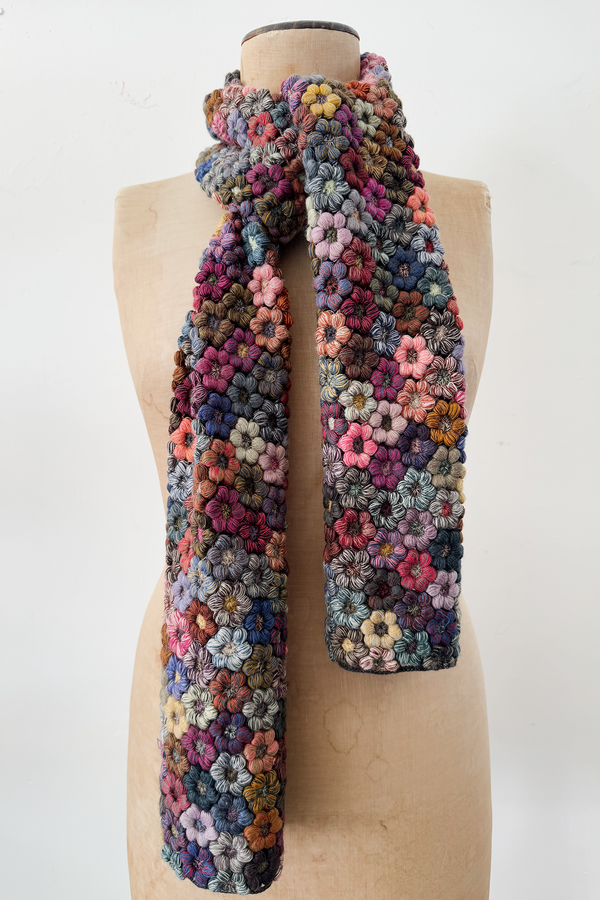 Sophie Digard - Large Wool Crocheted Scarf - Freesias