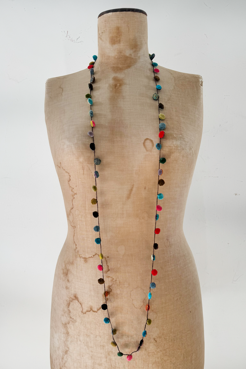 Sophie Digard - Large Linen Crocheted Necklace - PomPom