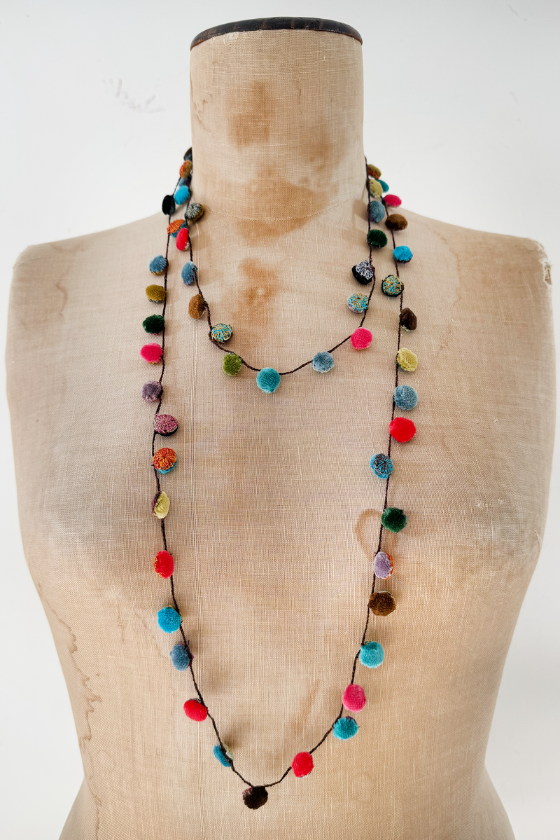 Sophie Digard - Large Linen Crocheted Necklace - PomPom