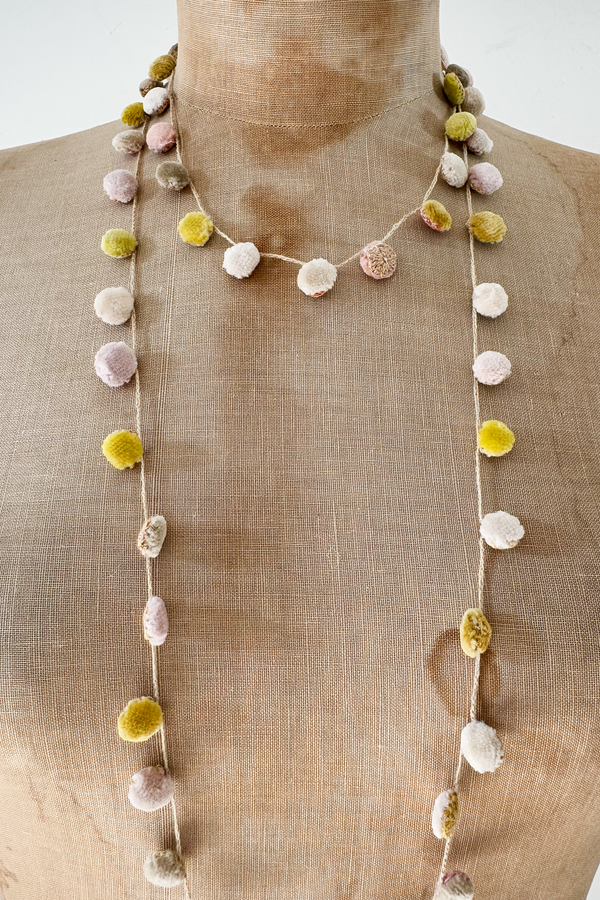 Sophie Digard - Large Linen Crocheted Necklace - PomPom