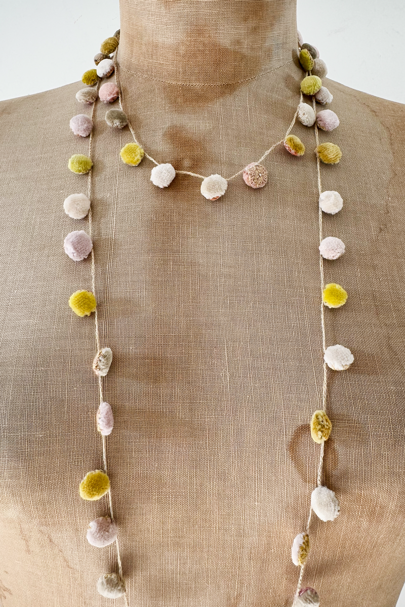 Sophie Digard - Large Linen Crocheted Necklace - PomPom