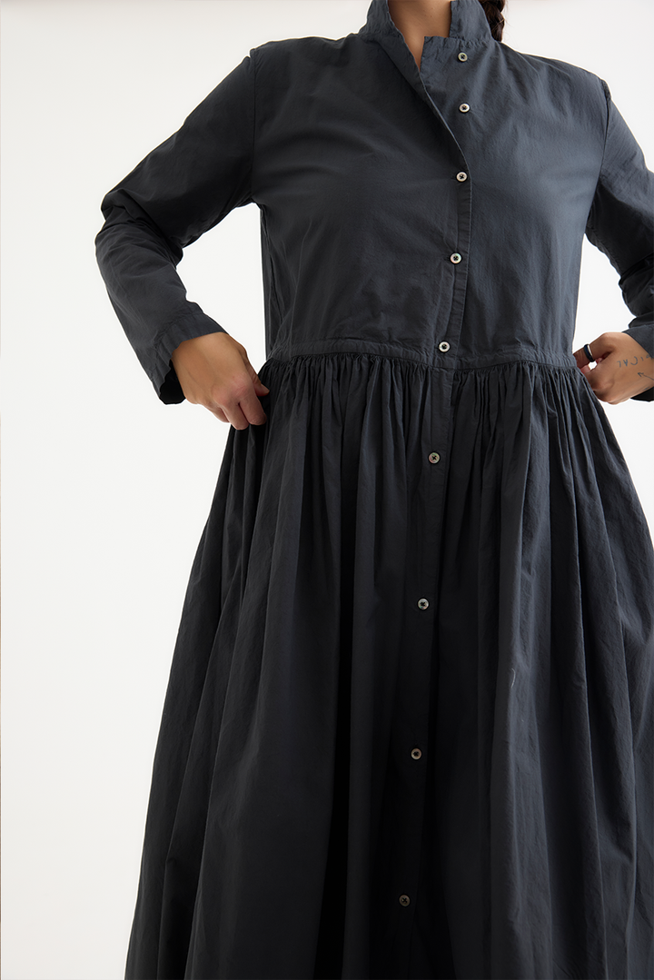 Kaval - Stand Collar Gather Dress