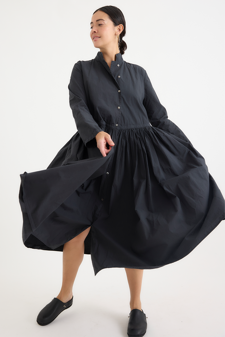 Kaval - Stand Collar Gather Dress
