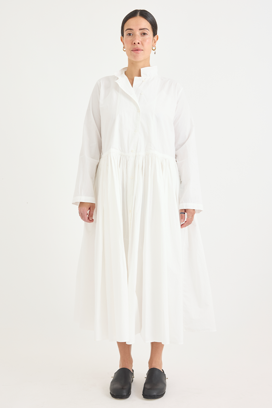 Kaval - Stand Collar Gather Dress