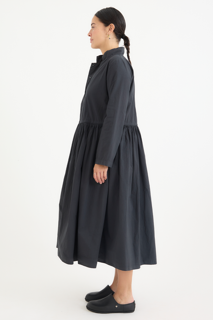 Kaval - Stand Collar Gather Dress