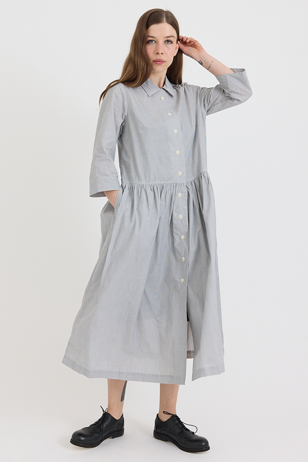 Toast - Fine Stripe Cotton Shirt Dress - Ecru/Slate