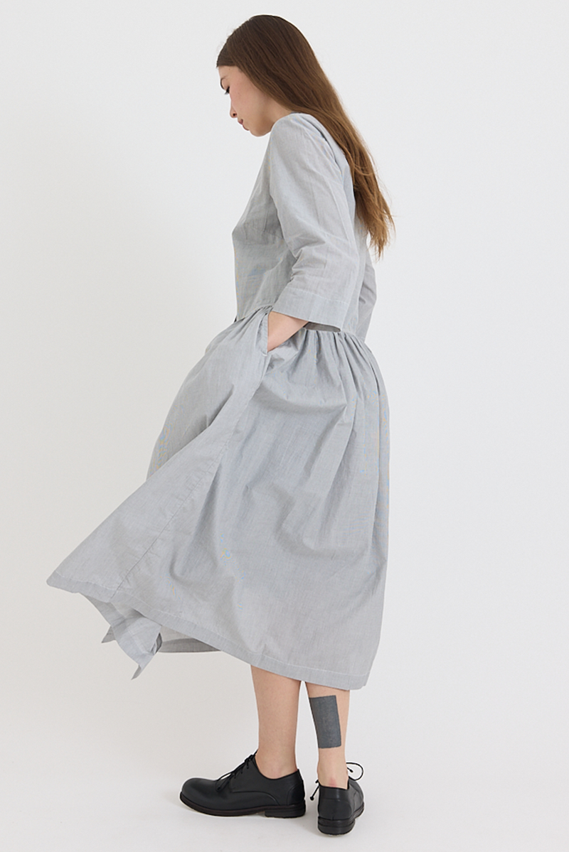 Toast - Fine Stripe Cotton Shirt Dress - Ecru/Slate
