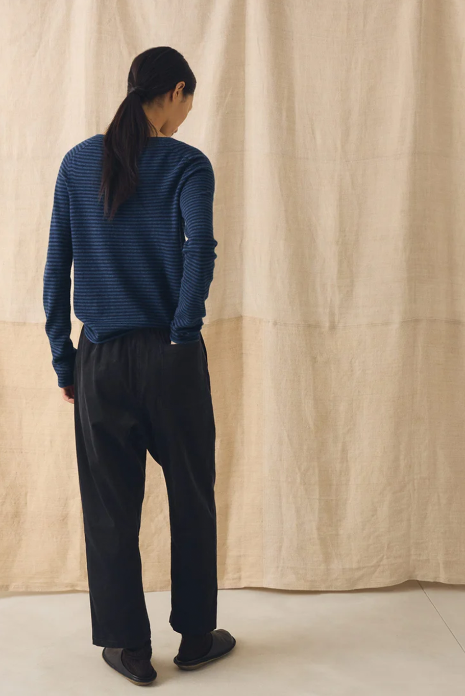 Toast - Stripe Wool Cashmere Neat Sweater