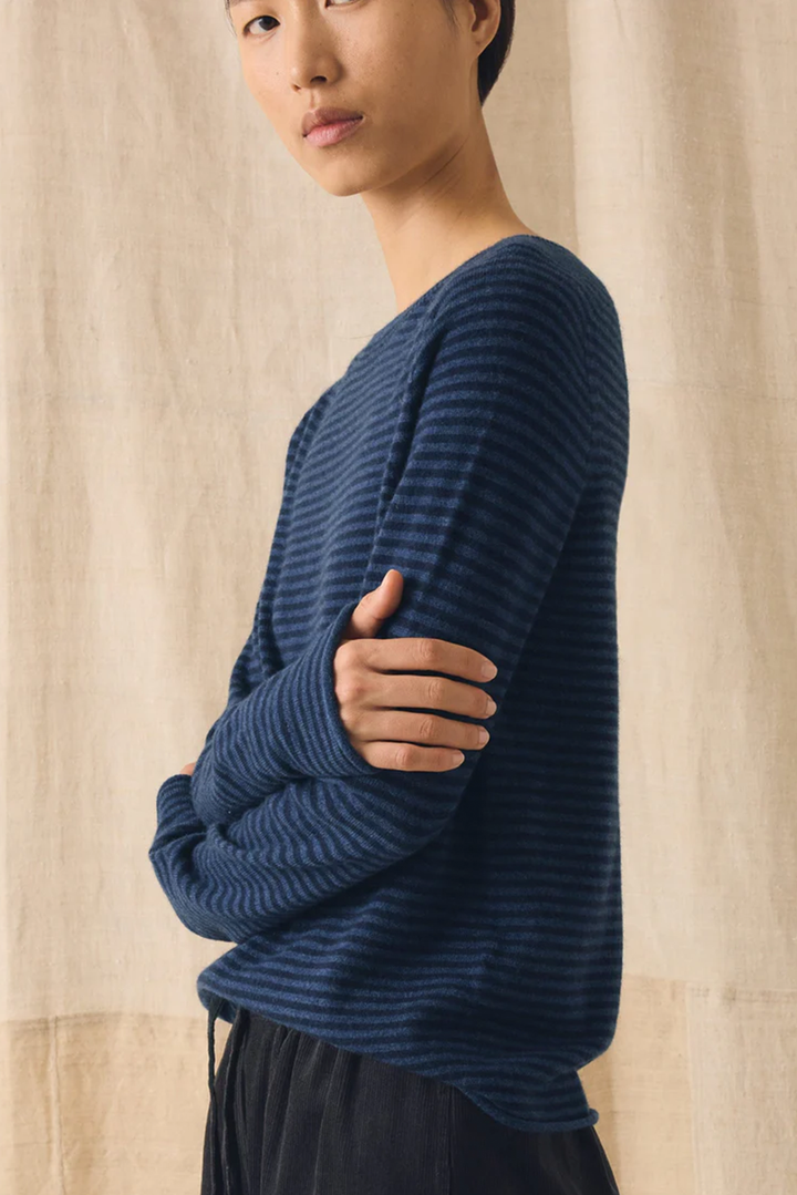 Toast - Stripe Wool Cashmere Neat Sweater
