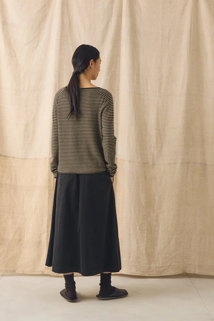 Toast - Stripe Wool Cashmere Neat Sweater